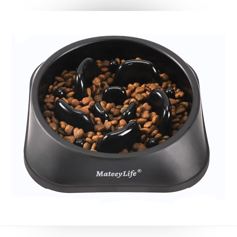 MateeyLife Slow Feeder Dog Bowl – Anti-Choking Maze, Medium – Black